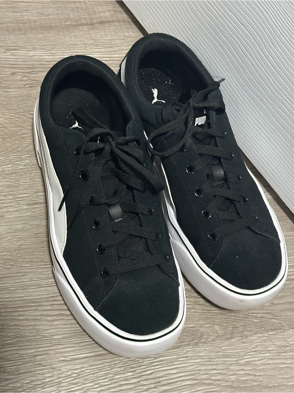 Puma Black and White Low-Top Sneakers